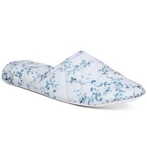 Charter Club Blue Printed Cherry Blossom. Quilted Slippers. Size XL (11-12)